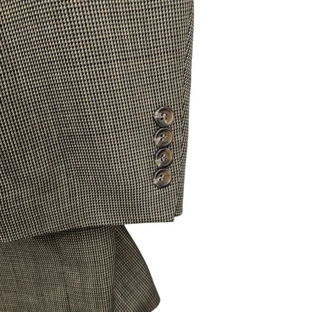 Lauren Ralph Lauren Mens 43L Tan Brown Houndstooth Wool Two Button Blazer